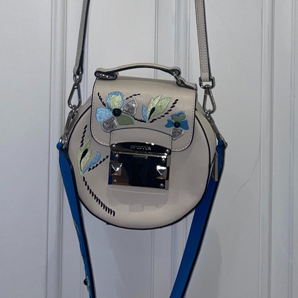 White and Blue Leather Mini Bag